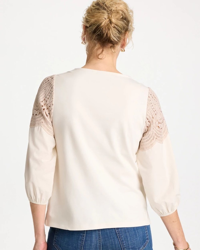 Lace Crochet Sleeve Tee - image 3